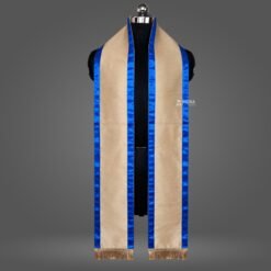 Golden Dupion Cotton Graduation Stole with Blue Border