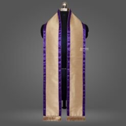 Golden Dupion Cotton Graduation Stole with Purple Border