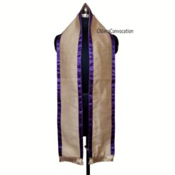 ''Golden Traditional Cotton Stole with Purple Border''>
