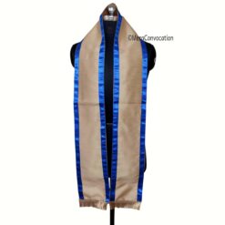 ''Golden Traditional Cotton Stole with Royal Blue Border''>