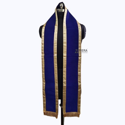 ''Navy Blue Traditional Cotton Convocation Stole with Golden Border''>