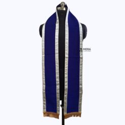 ''Navy Blue Traditional Cotton Convocation Stole with White Border''>