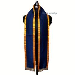 ''Navy Blue Traditional Cotton Stole with Yellow Border''>