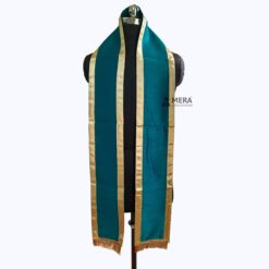 ''Peacock Green Traditional Cotton Convocation Stole with Golden Border''>