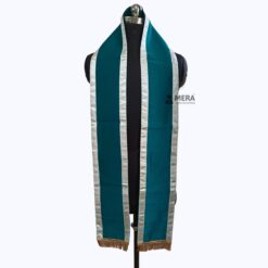 ''Peacock Green Traditional Cotton Convocation Stole with White Border''>