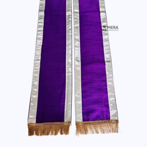 ''Purple Traditional Cotton Convocation Sash with White Border''>