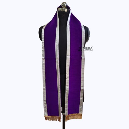 ''Purple Traditional Cotton Convocation Stole with White Border''>