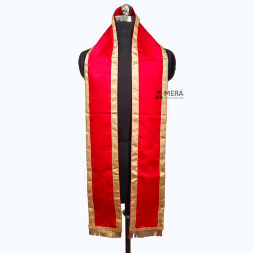 ''Red Traditional Cotton Convocation Stole with Golden Border'>