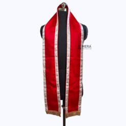 ''Red Traditional Cotton Convocation Stole with White Border''>