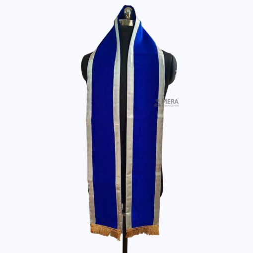 ''Royal Blue Traditional Cotton Convocation Stole with White Border''>