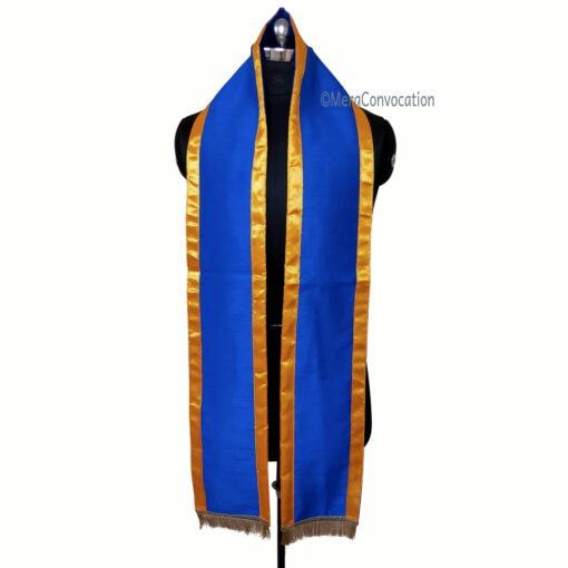 ''Royal Blue Traditional Cotton Stole with Yellow Border''>