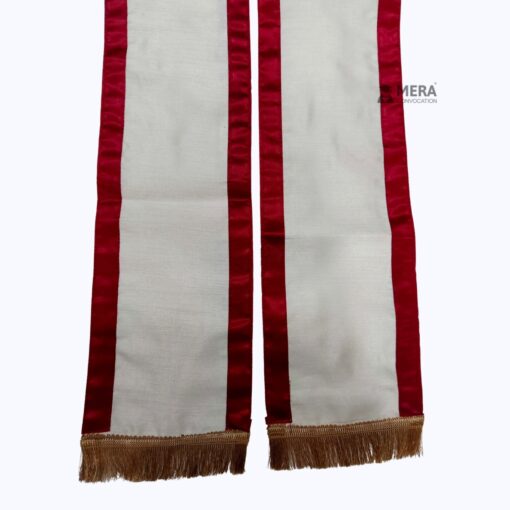 ''White Traditional Cotton Convocation Sash with Red Border''>