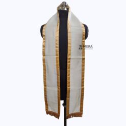 ''White Traditional Cotton Convocation Stole with Golden Border''>
