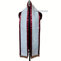 ''White Traditional Cotton Stole with Maroon Border''>