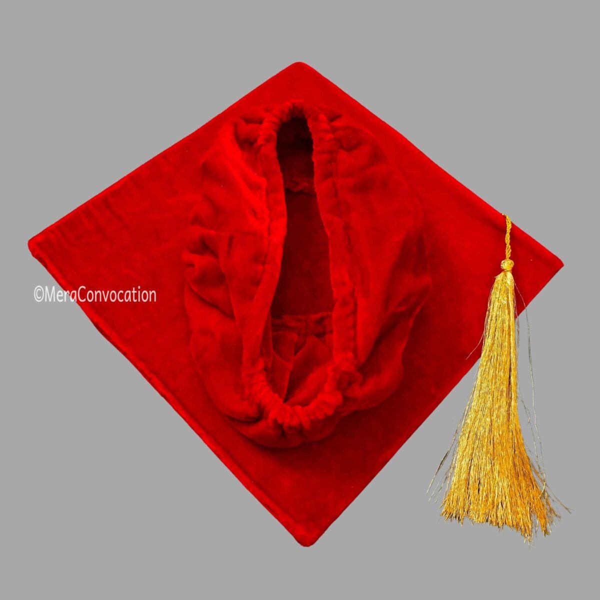 Red Premium Velvet Graduation Gown and Cap – Three Sleeves Border ...