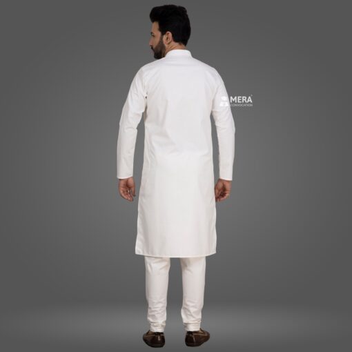 ''Back View of White Kurta and Pajama''>