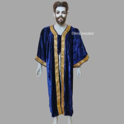 ''Navy Blue Premium Velvet Graduation Gown''>