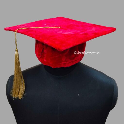 ''Red Premium Velvet Graduation Cap''>