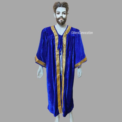 ''Royal Blue Premium Velvet Graduation Gown''>