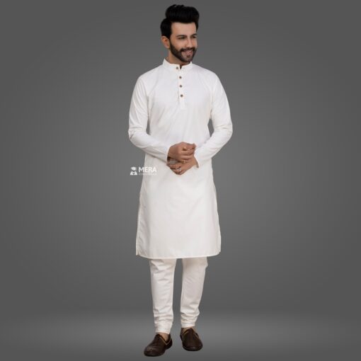 ''White Premium Cotton Kurta and Pajama''>