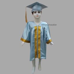 ''Gray Shiny Kids Graduation Gown with Golden Border and Cap''>