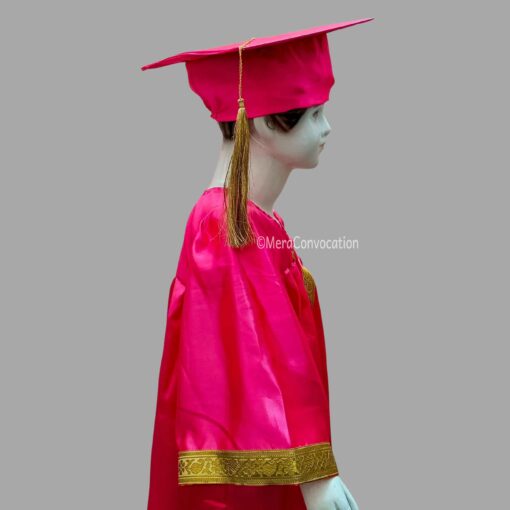 ''Right Sleeve of Pink Kids Shiny Convocation Gown''>