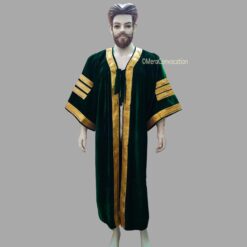 ''Green Premium Velvet Graduation Gown - Three Sleeves Border''>