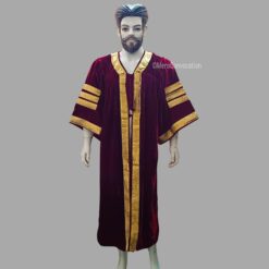 ''Maroon Premium Velvet Graduation Gown - Three Sleeves Border''>