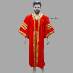 ''Orange Premium Velvet Graduation Gown - Three Sleeves Border''>