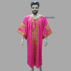 ''Pink Premium Velvet Graduation Gown - Three Sleeves Border''>