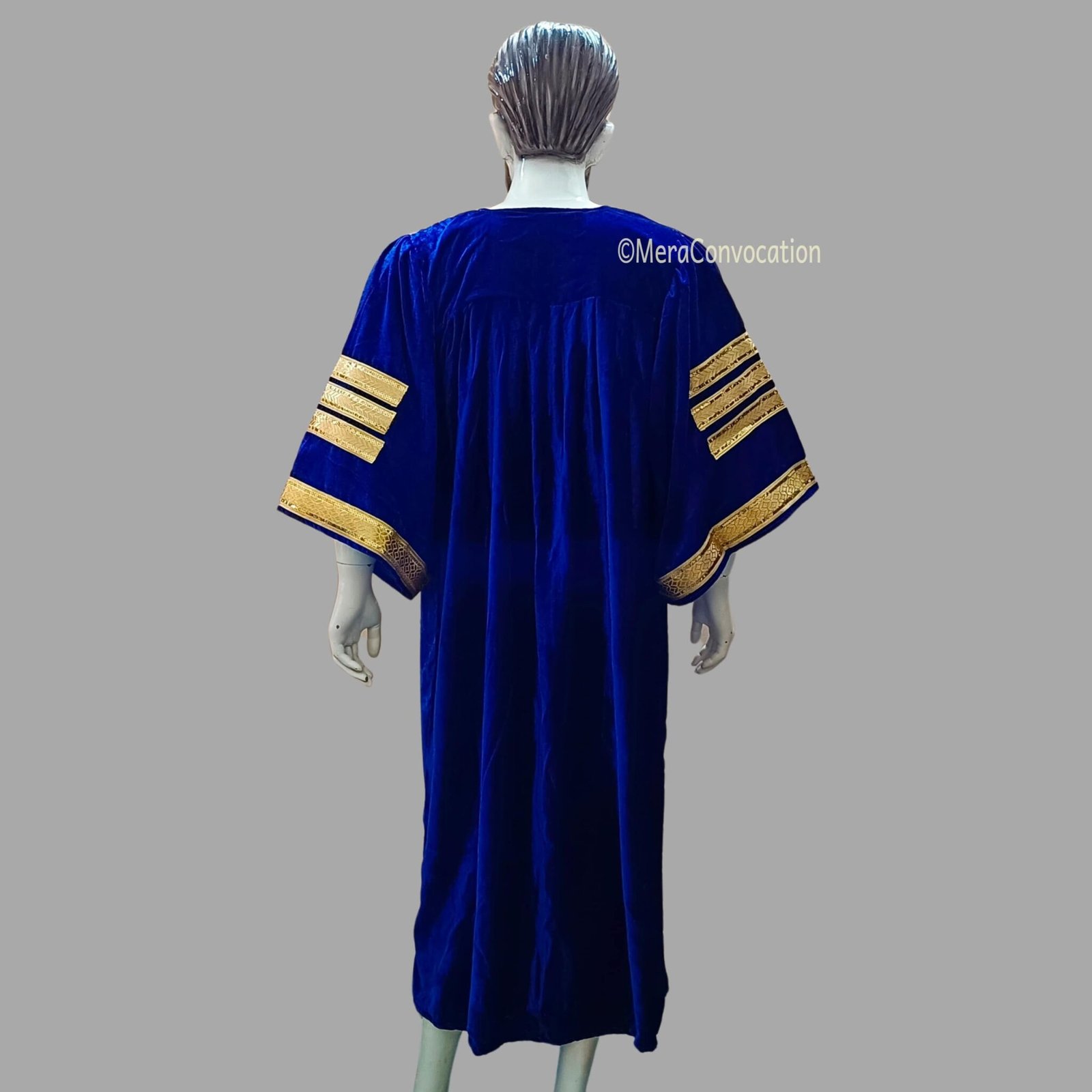 Royal Blue Premium Velvet Graduation Gown and Cap – Three Sleeves ...