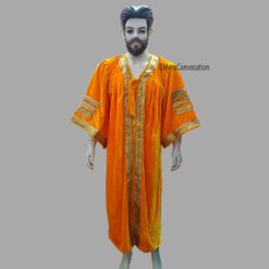 ''Yellow Premium Velvet Graduation Gown - Three Sleeves Border''>