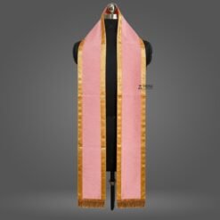 Baby Pink Dupion Cotton Graduation Stole with Golden Border