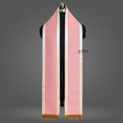 Baby Pink Dupion Cotton Graduation Stole with White Border