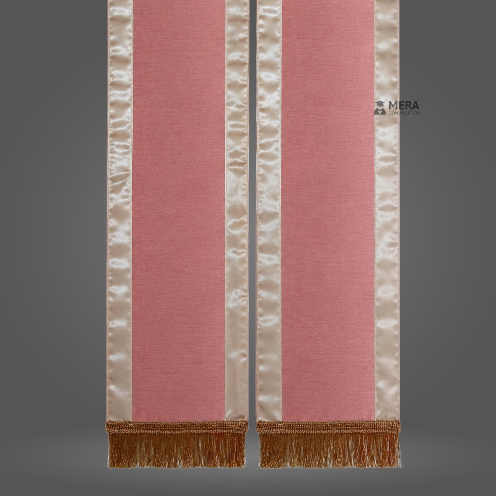 Baby Pink Dupion Traditional Graduation Stole with White Border
