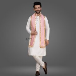 ''Baby Pink Traditional Convocation Stole with Golden Border''>