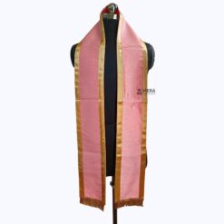 ''Baby Pink Traditional Cotton Convocation Stole with Golden Border''>