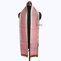 ''Baby Pink Traditional Cotton Convocation Stole with White Border''>