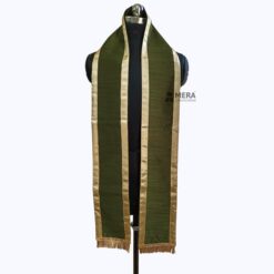 ''Olive Green Traditional Cotton Convocation Stole with Golden Border''>