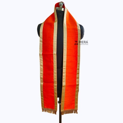 ''Orange Traditional Cotton Convocation Stole with Golden Border''>