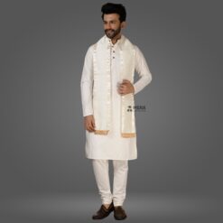 ''White Traditional Convocation Stole with Silver Border''>