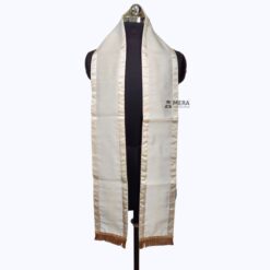 ''White Traditional Cotton Convocation Stole with Silver Border''>