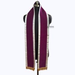 ''Wine Traditional Cotton Convocation Stole with White Border''>