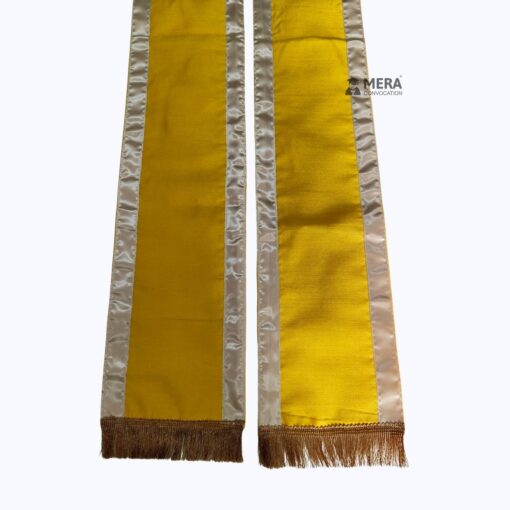 ''Yellow Traditional Cotton Convocation Sash with White Border''>