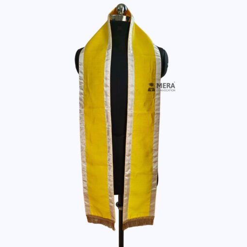 ''Yellow Traditional Cotton Convocation Stole with White Border''>