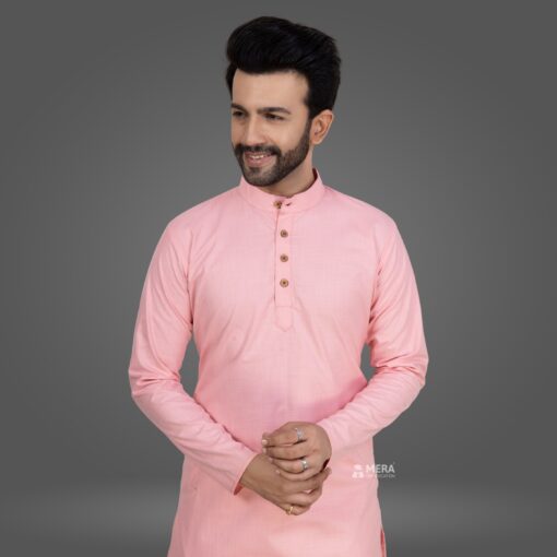 ''Bubblegum Pink Cotton Kurta Pajama''>