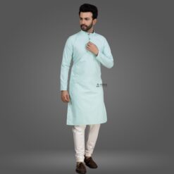 ''Mint Green Cotton Kurta Pajama''>