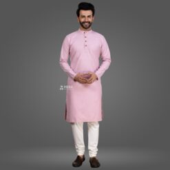 ''Onion Pink Premium Cotton Kurta and Pajama''>