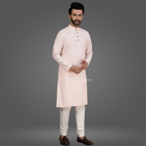 ''Peach Premium Cotton Kurta Pajama''>