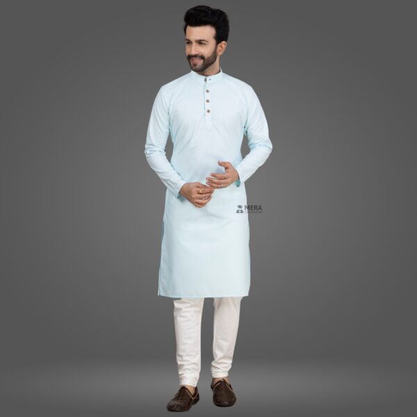 Sky Blue Kurta Pajama Linen Silk